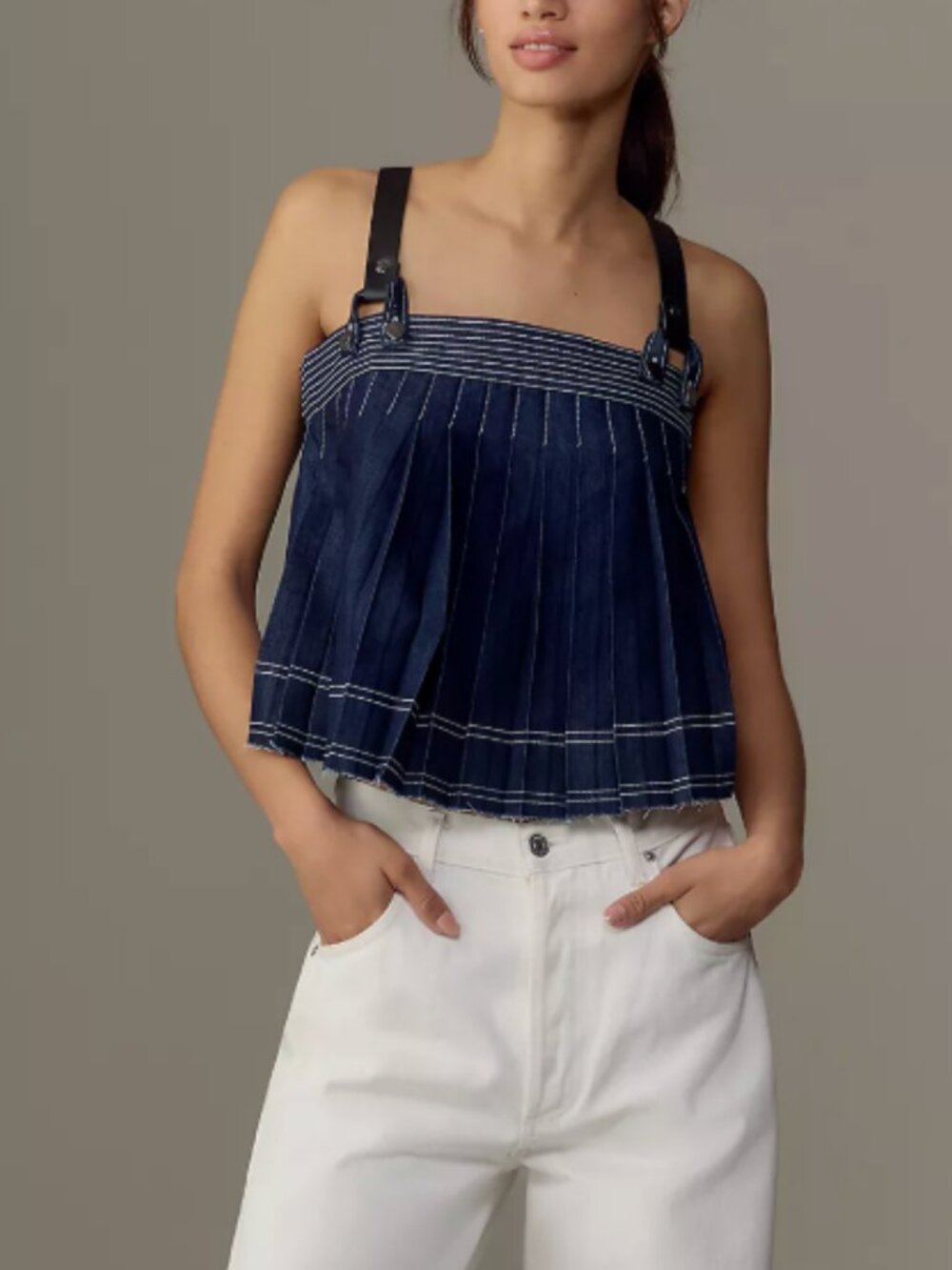 Pilcro by Anthropologie Sleeveless Harness Denim Blouse - Size S - Picture 3 of 15